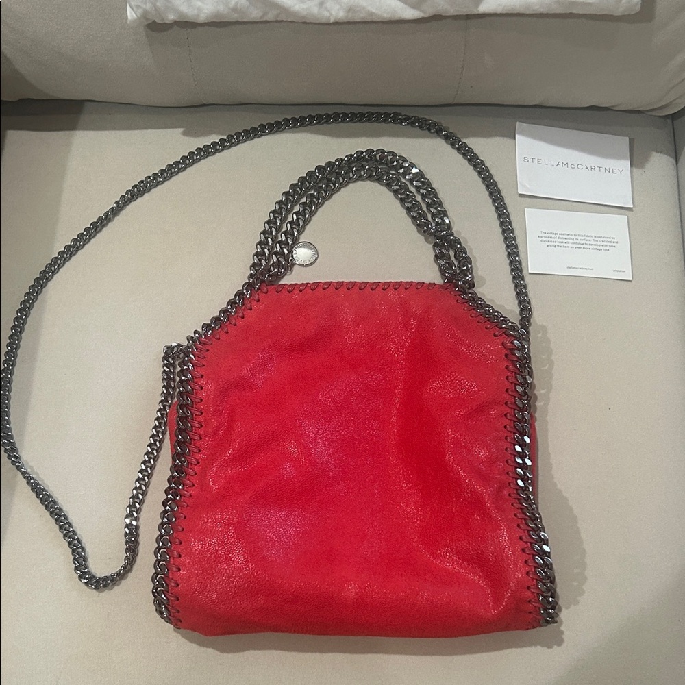 Stella McCartney Vibrant Red Shoulder Bag with Chain Detail